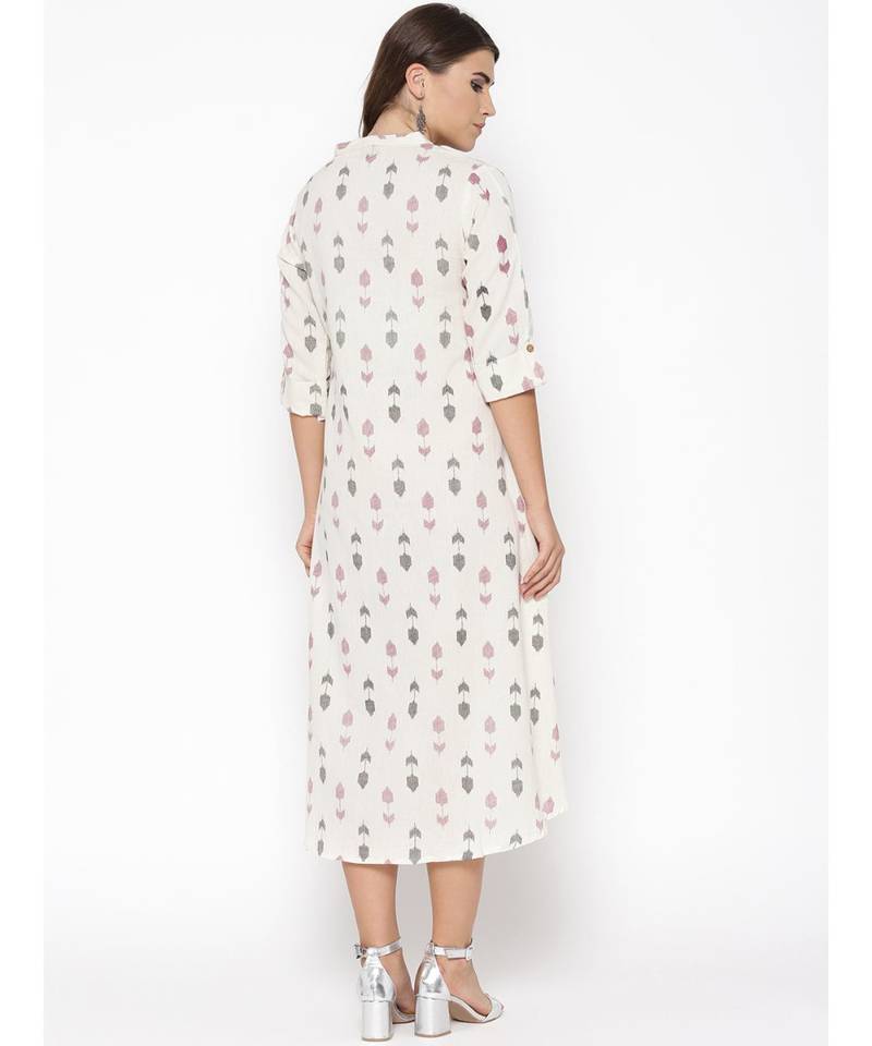 off white printed cotton kurtis