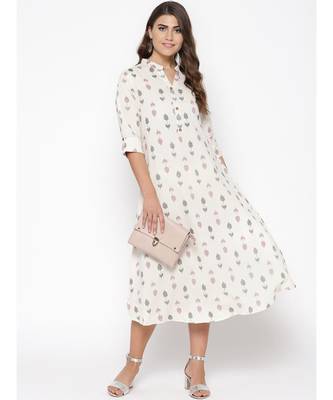 off white printed cotton kurtis 5