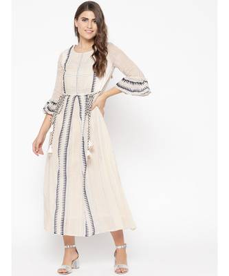 off white printed cotton kurtis 1