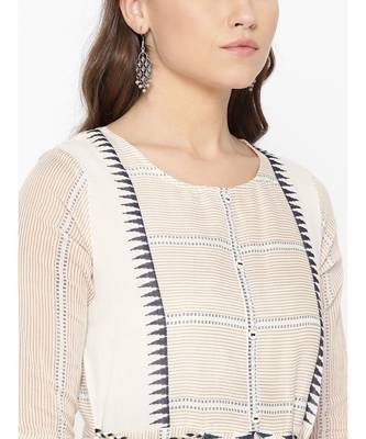 off white printed cotton kurtis 2