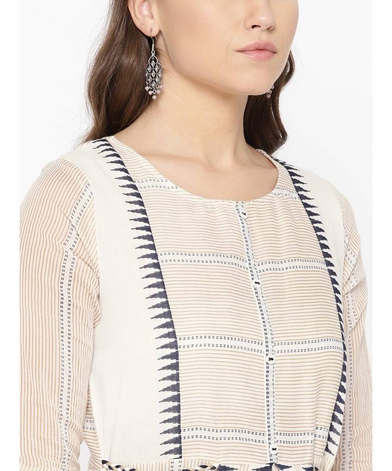 off white printed cotton kurtis
