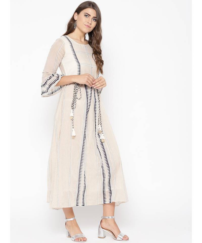 off white printed cotton kurtis