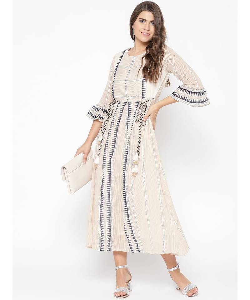 off white printed cotton kurtis