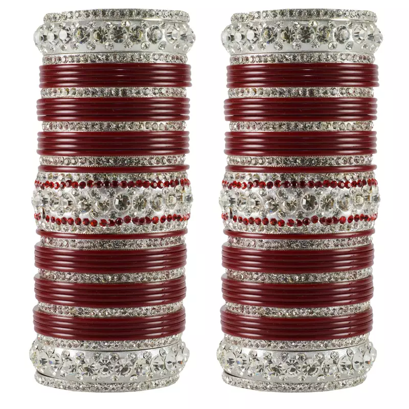 Maroon Crystal Bangles And Bracelets