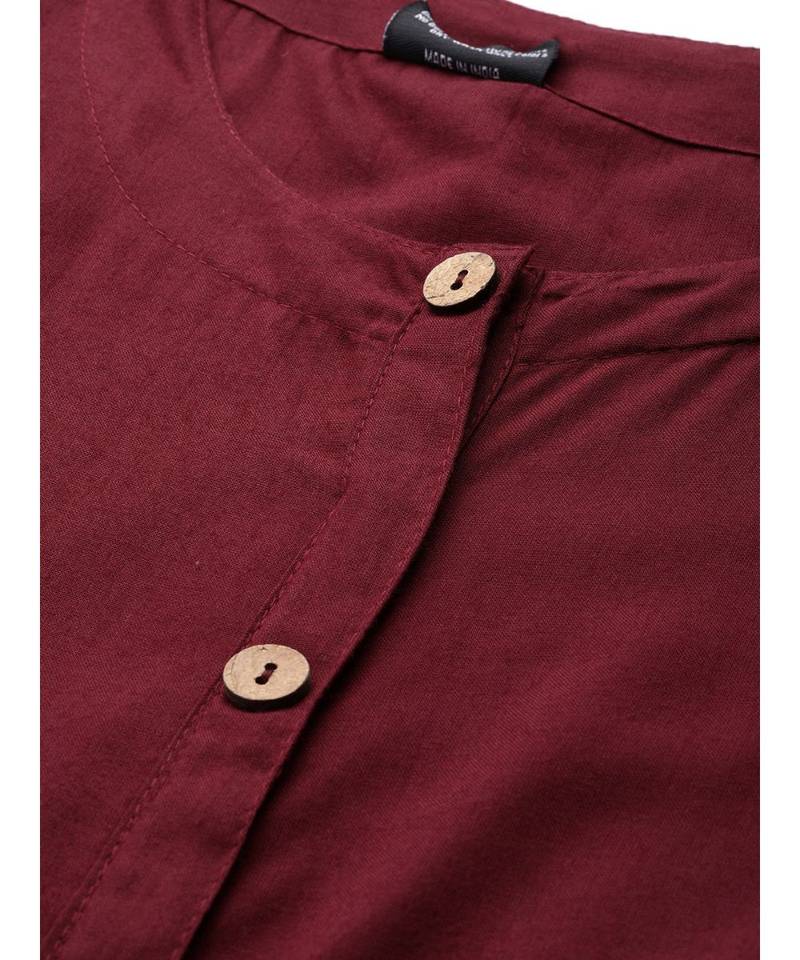 maroon plain rayon kurtis