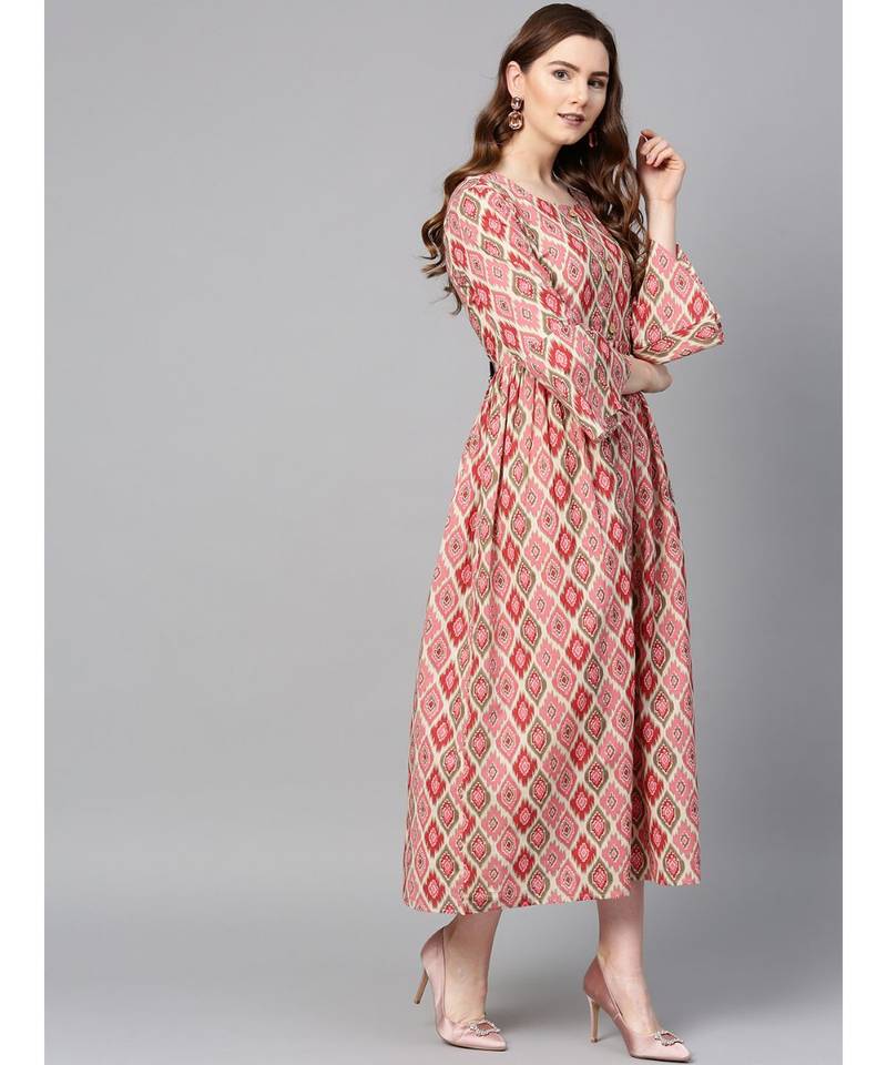 maroon printed cotton kurtis