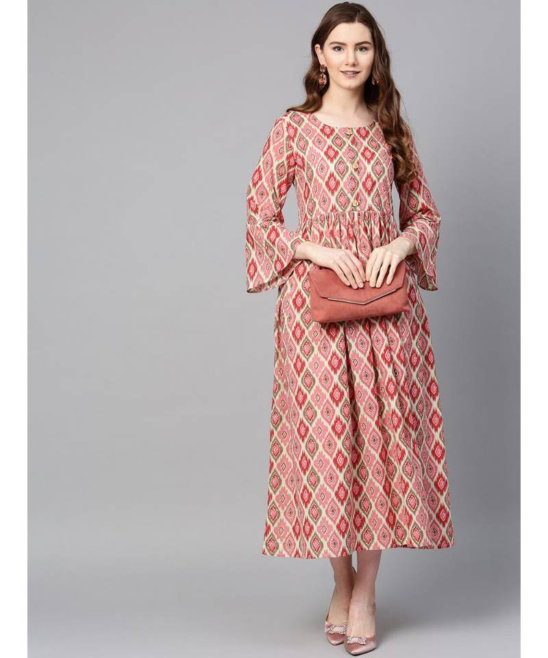 maroon printed cotton kurtis