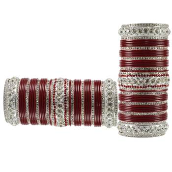 Maroon Crystal Bangles And Bracelets 2