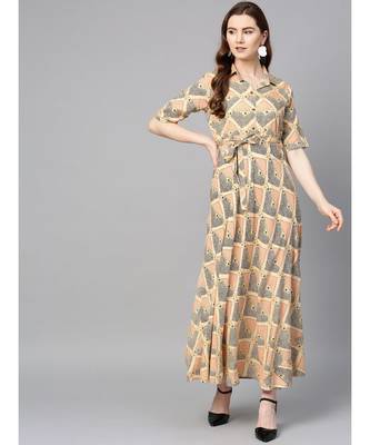 beige printed rayon kurtis 1