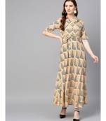 beige printed rayon kurtis