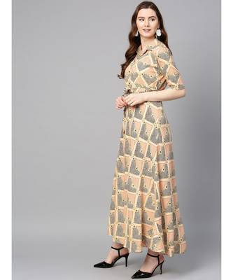 beige printed rayon kurtis 3