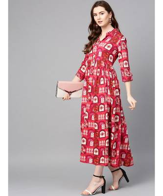 red printed rayon kurtis 2