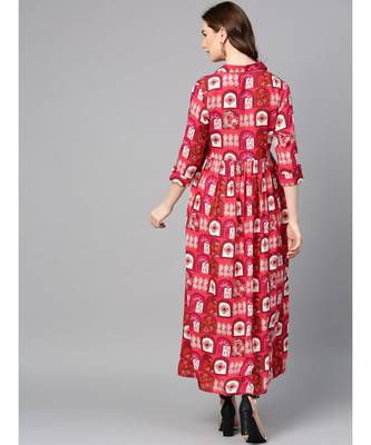 red printed rayon kurtis 4