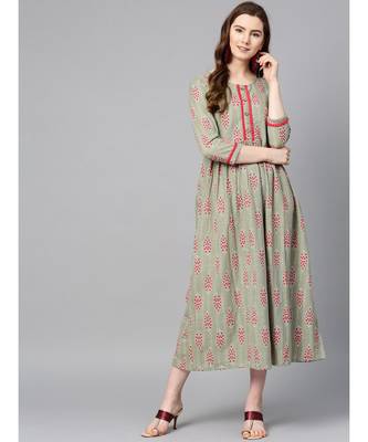 green printed cotton kurtis 1