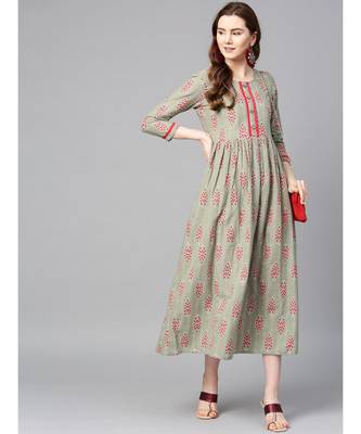 green printed cotton kurtis 2