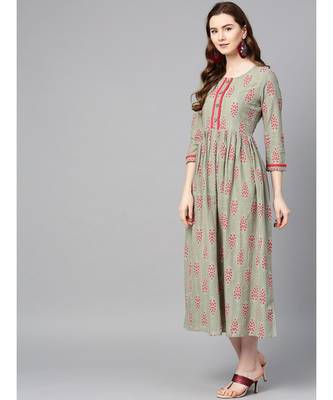 green printed cotton kurtis 3