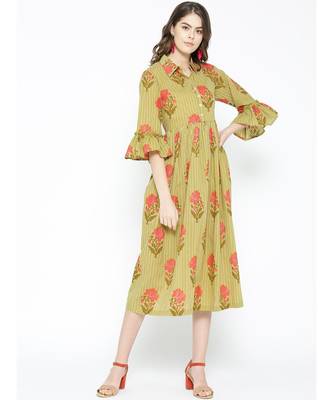 green printed cotton kurtis 1