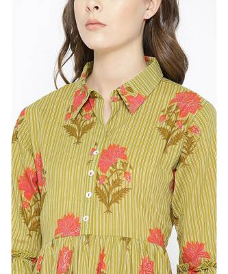 green printed cotton kurtis 2