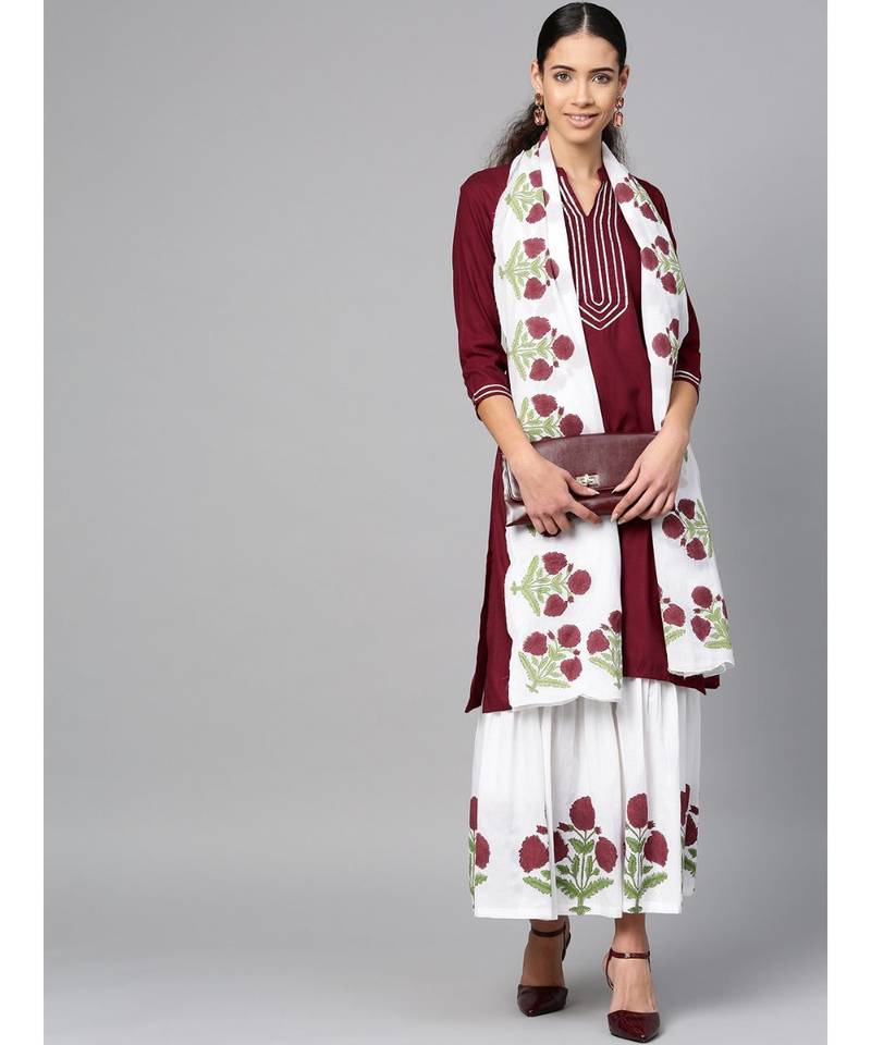 maroon plain rayon kurta-sets