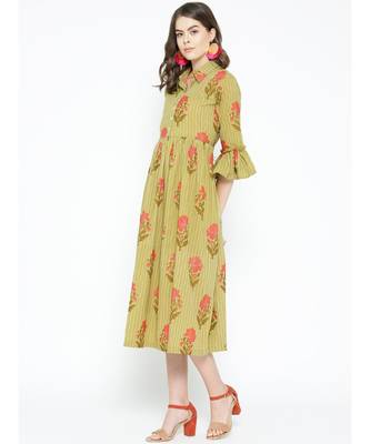 green printed cotton kurtis 3
