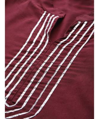 maroon plain rayon kurta-sets 5
