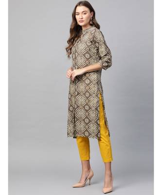 green printed cotton kurta-sets 4