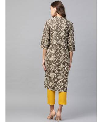 green printed cotton kurta-sets 5