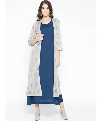 grey printed cotton kurtis 1