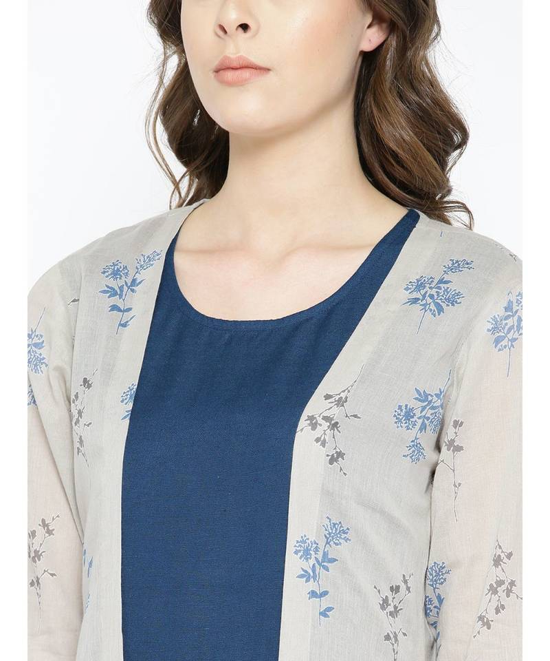 grey printed cotton kurtis