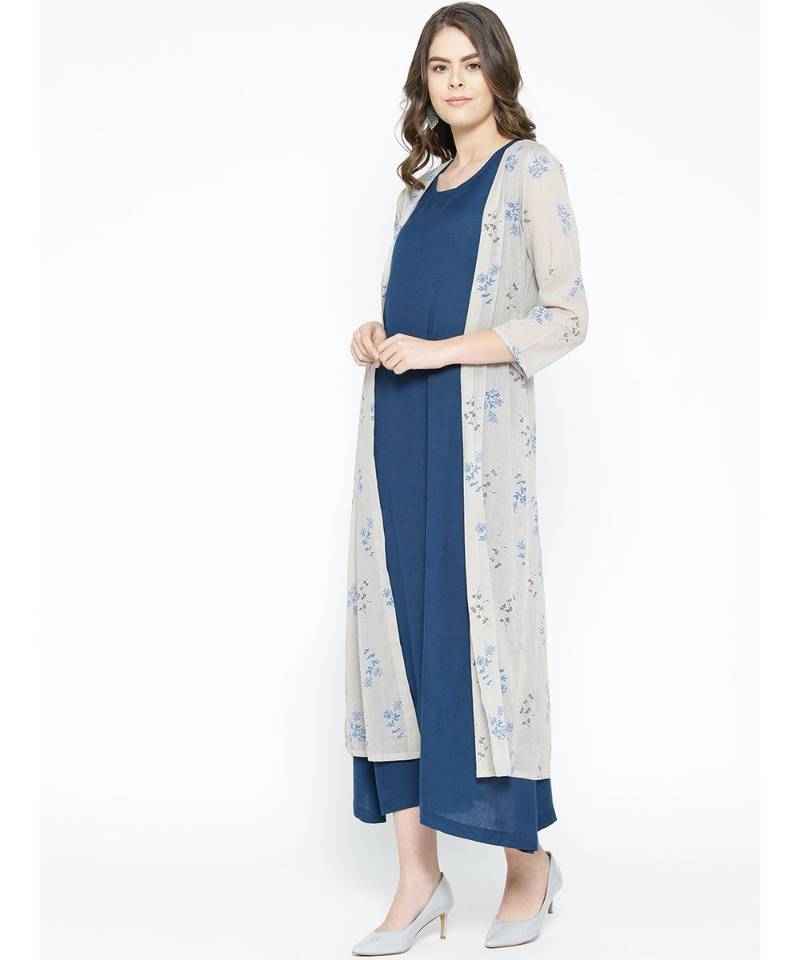 grey printed cotton kurtis