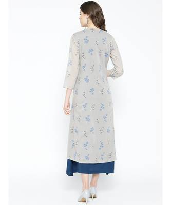 grey printed cotton kurtis 5