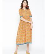 mustard printed cotton kurtis