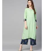 green plain rayon kurta-sets