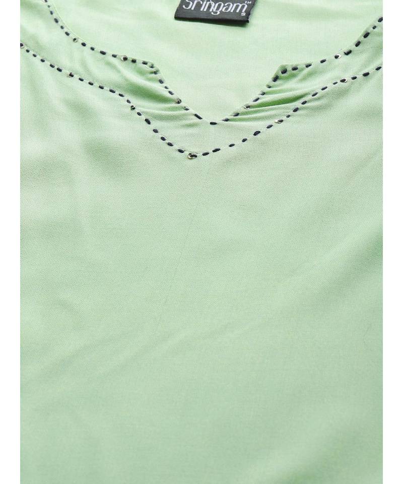 green plain rayon kurta-sets