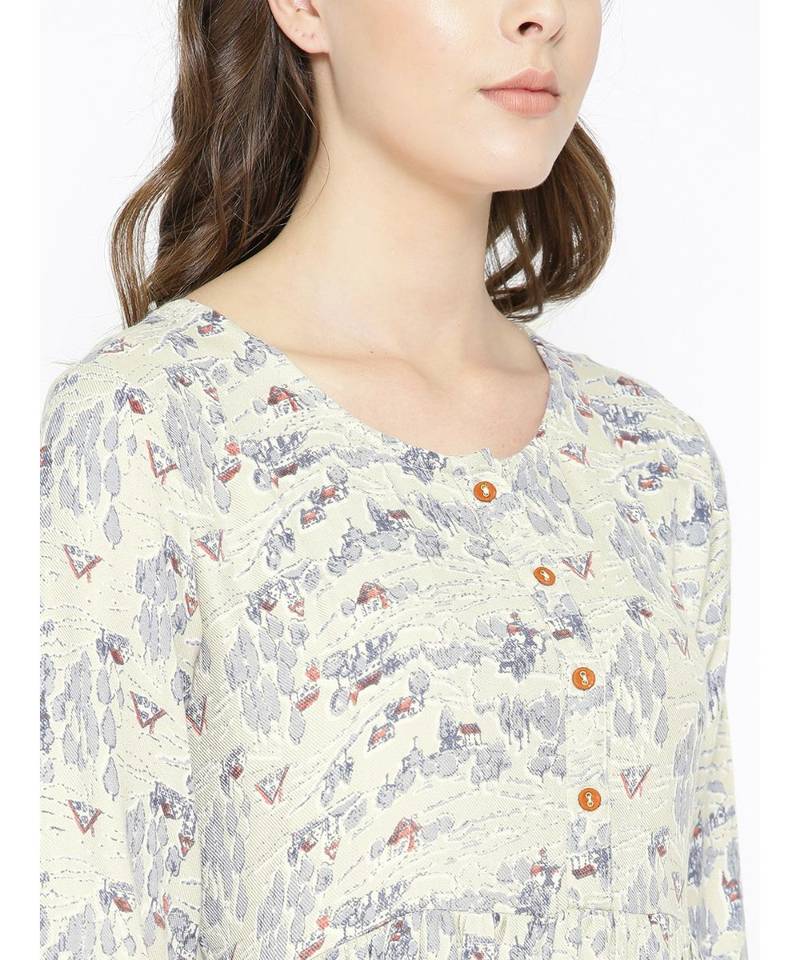 grey printed rayon kurtis