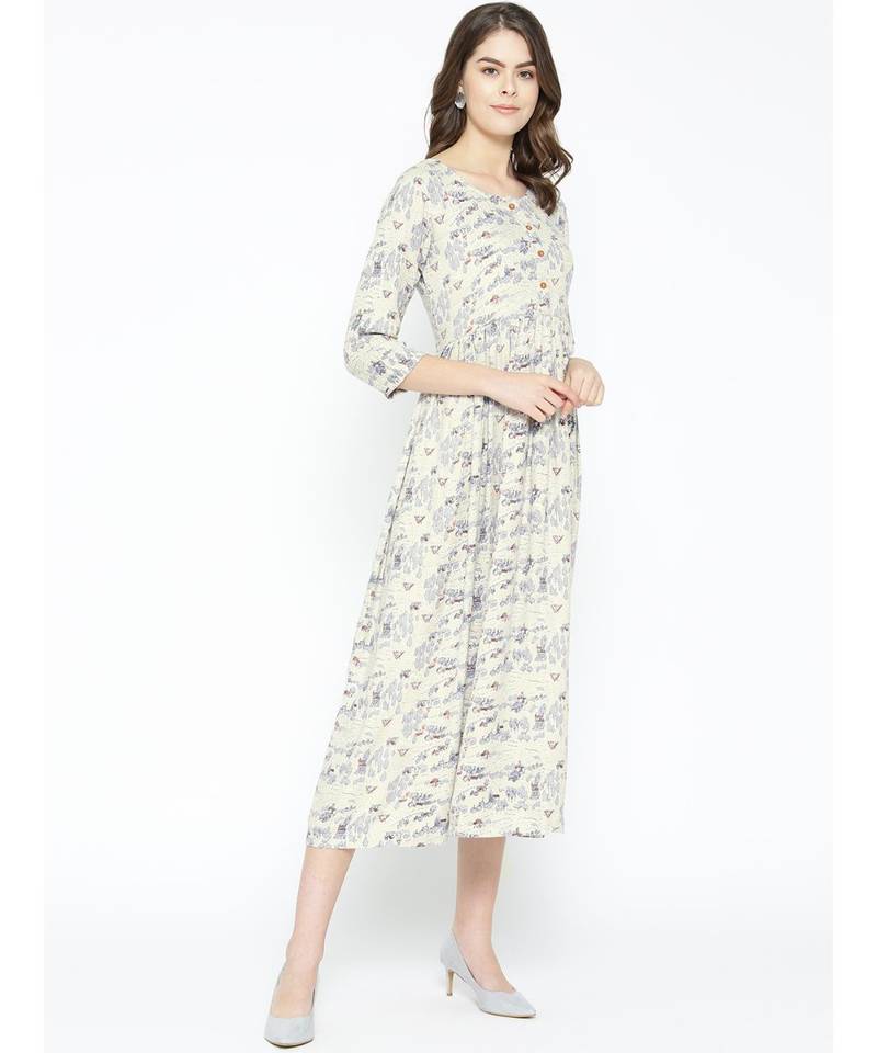 grey printed rayon kurtis