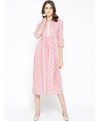 pink printed cotton kurtis 1