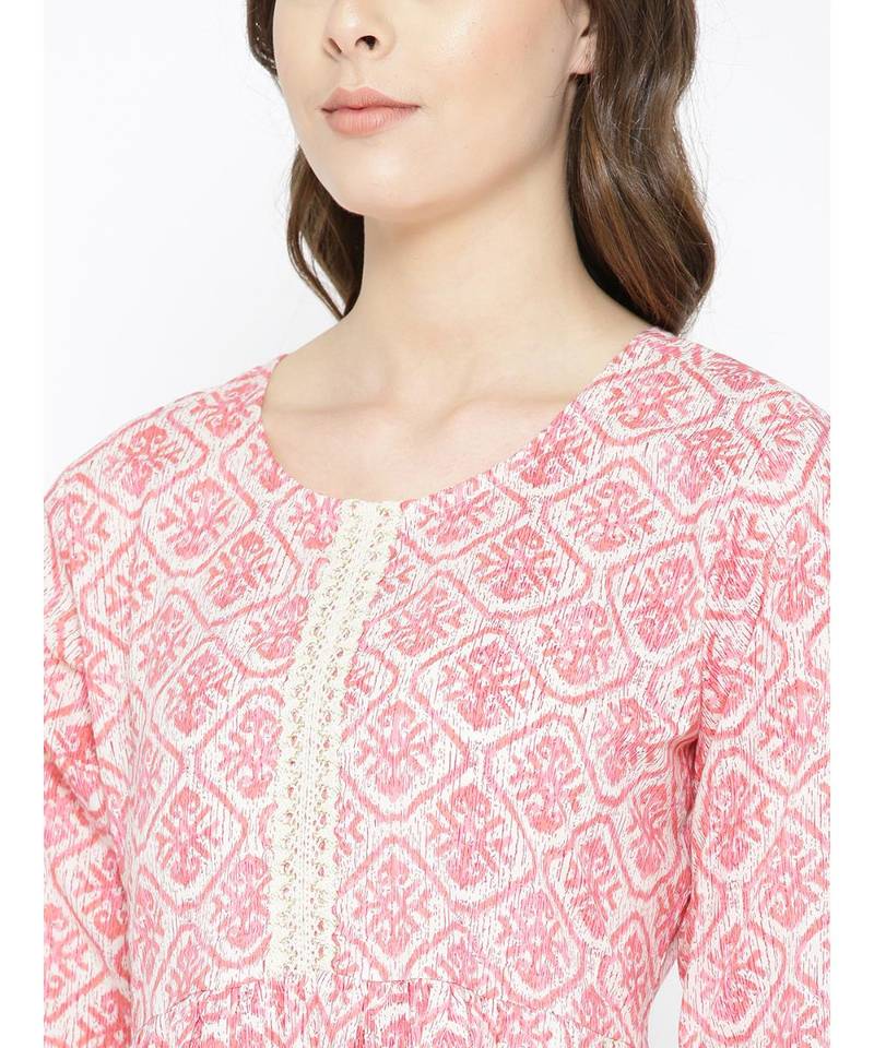 pink printed cotton kurtis