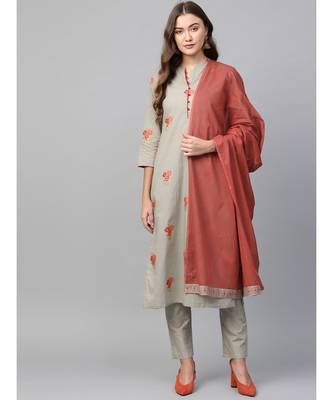 green printed cotton kurta-sets 1
