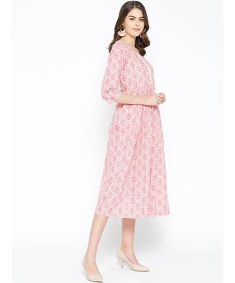 pink printed cotton kurtis 4