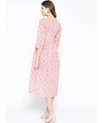pink printed cotton kurtis 5