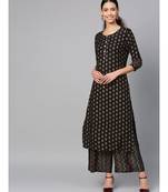 black printed cotton kurta-sets