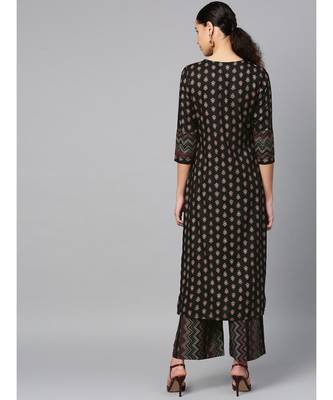 black printed cotton kurta-sets 3