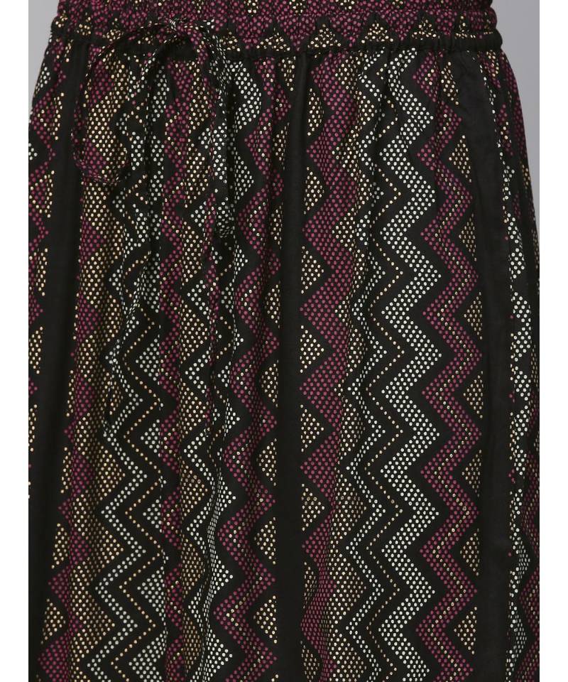 black printed cotton kurta-sets