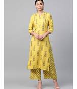 yellow printed cotton kurta-sets