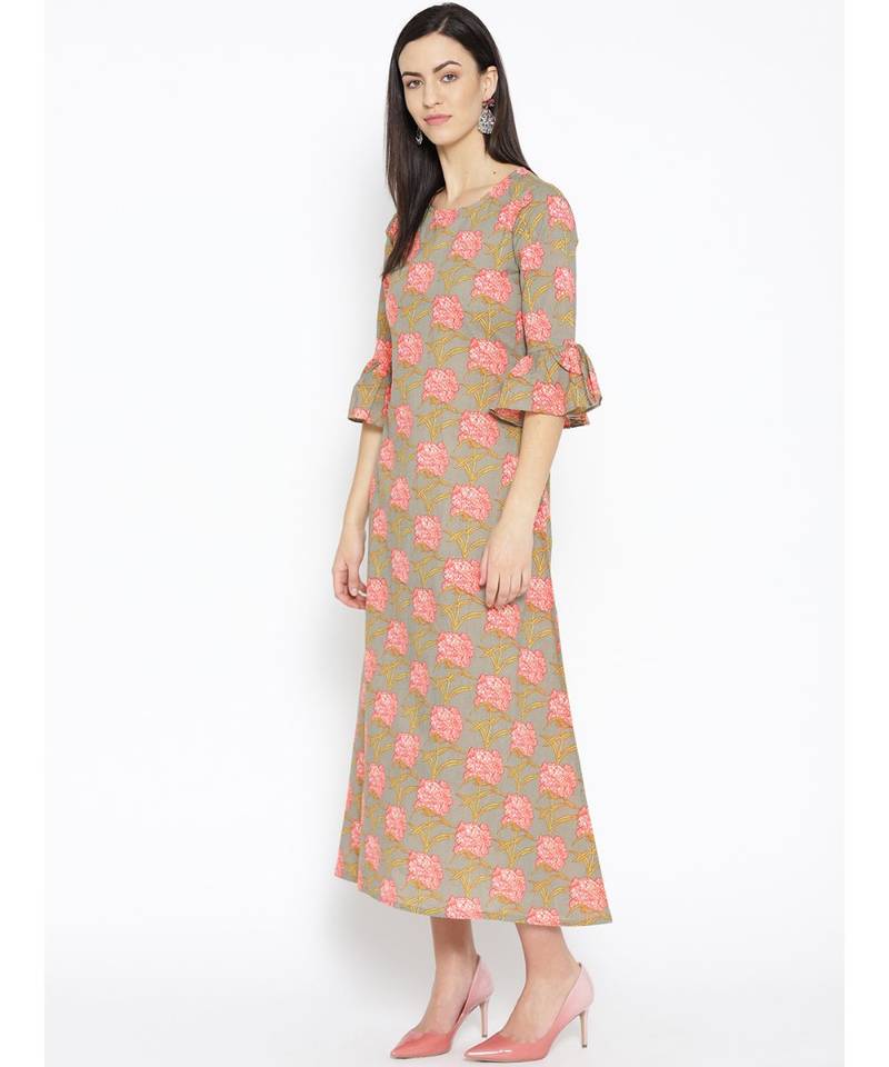 green printed cotton kurtis