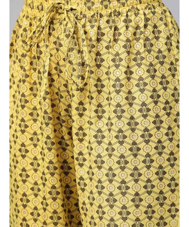 yellow printed cotton kurta-sets