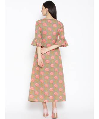 green printed cotton kurtis 5