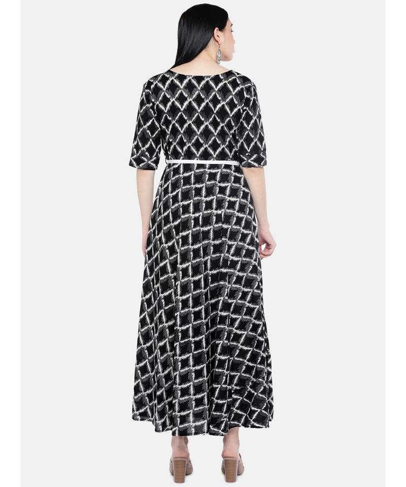 black printed rayon kurtis
