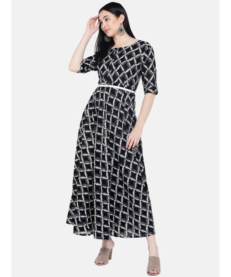 black printed rayon kurtis